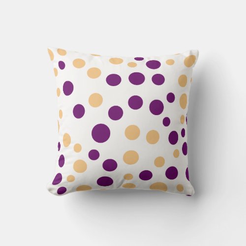 Purple and Brown Polka dot Throw Pillow