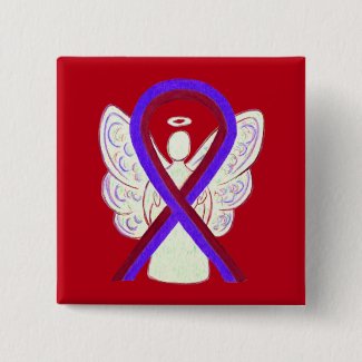 Purple and Burgundy Awareness Ribbon Angel Button
