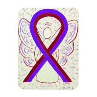 Purple and Burgundy Awareness Ribbon Angel Magnets