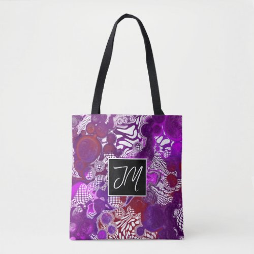 Purple and Burgundy Pour Painting Style Fluid Art Tote Bag