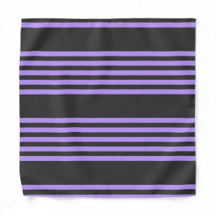 Purple and charcoal five stripe pattern bandana