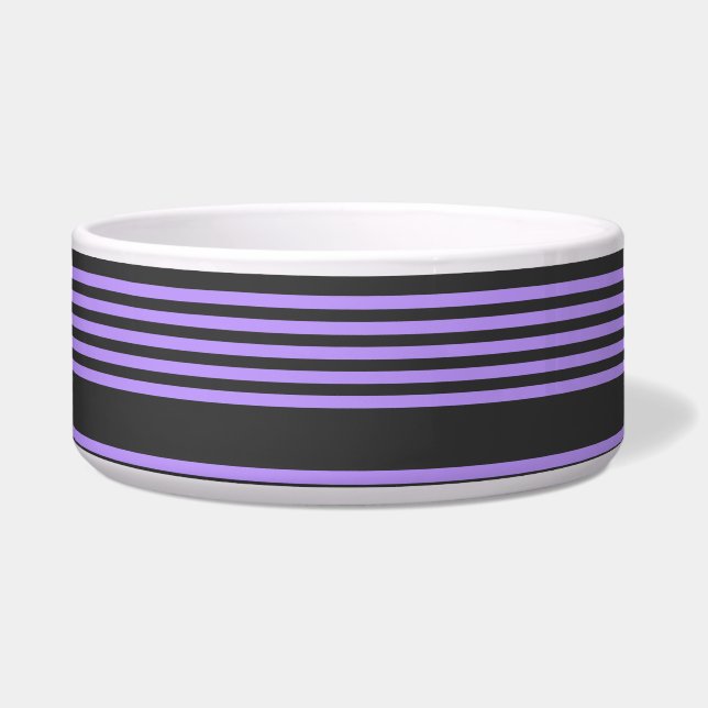 Purple and charcoal five stripe pattern bowl (Front)