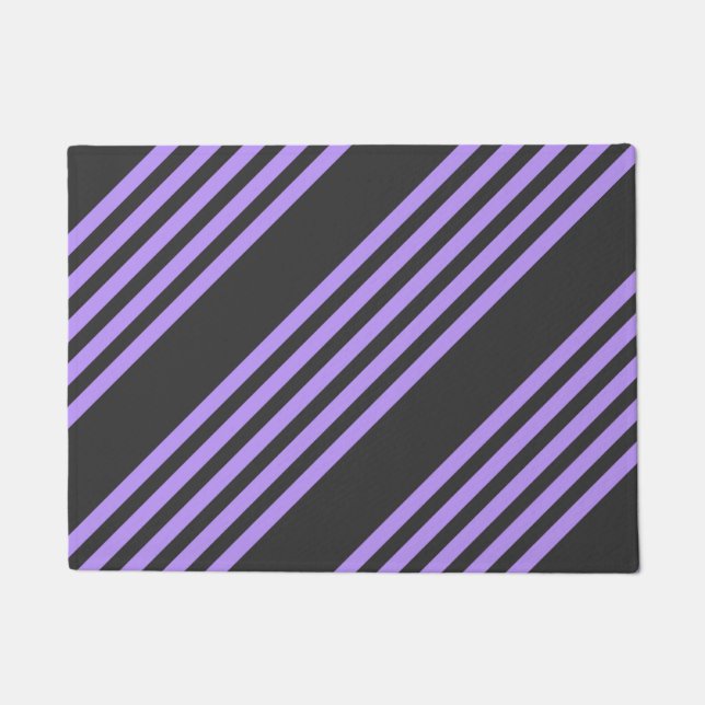 Purple and charcoal five stripe pattern doormat (Front)