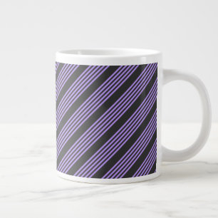 Purple and charcoal five stripe pattern giant coffee mug