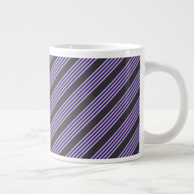 Purple and charcoal five stripe pattern giant coffee mug (Right)