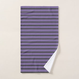 Purple and charcoal five stripe pattern hand towel 