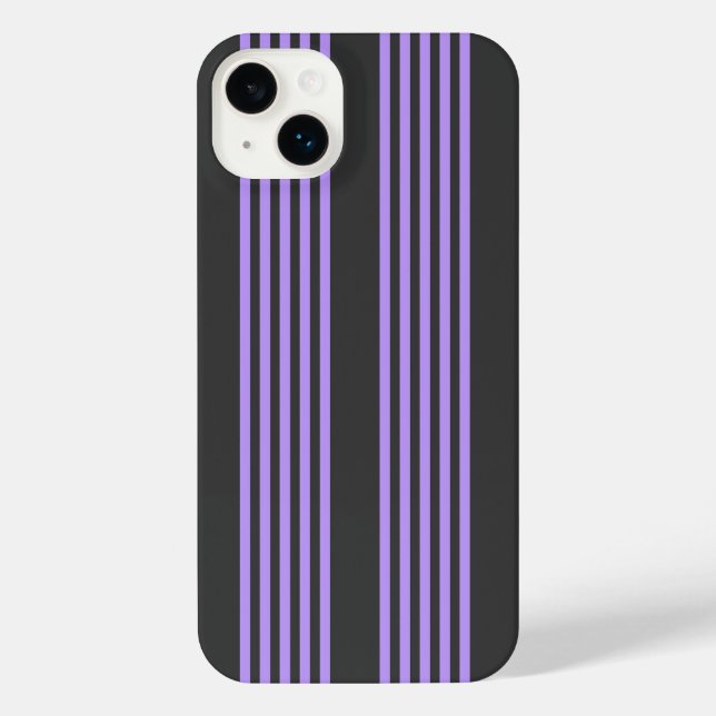 Purple and charcoal five stripe pattern iPhone case (Back)