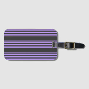Purple and charcoal five stripe pattern luggage tag
