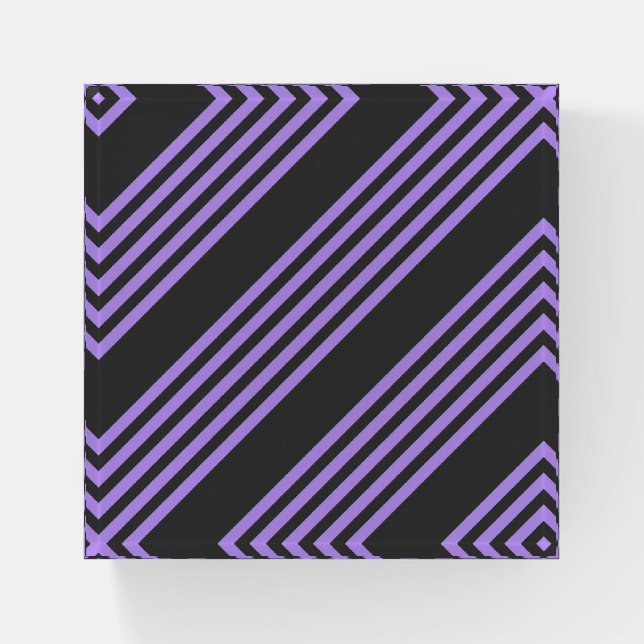 Purple and charcoal five stripe pattern paperweight (Front)