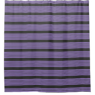 Purple and charcoal five stripe pattern shower curtain