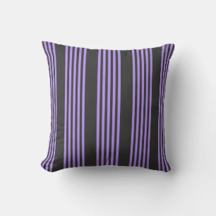 Purple and charcoal five stripe pattern throw pillow