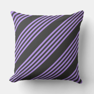 Purple and charcoal five stripe pattern throw pillow