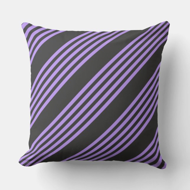Purple and charcoal five stripe pattern throw pillow (Front)