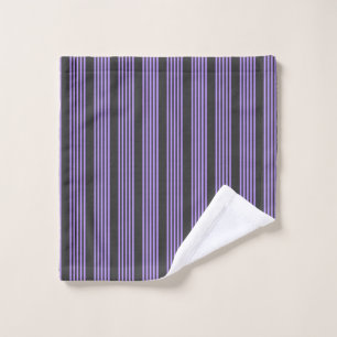 Purple and charcoal five stripe pattern wash cloth