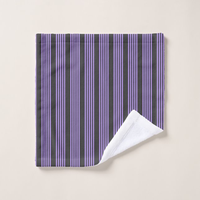 Purple and charcoal five stripe pattern wash cloth (Wash Cloth)
