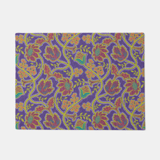 Purple and Chartreuse Floral Chintz Doormat