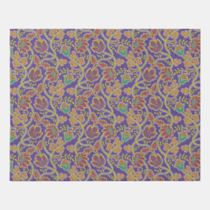 Purple and Chartreuse Floral Chintz Outdoor Rug