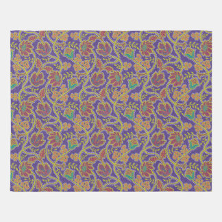 Purple and Chartreuse Floral Chintz Outdoor Rug