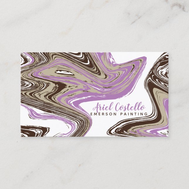 purple and chocolate strokes business card (Front)
