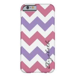 Purple and Coral Chevron Custom Monogram Barely There iPhone 6 Case