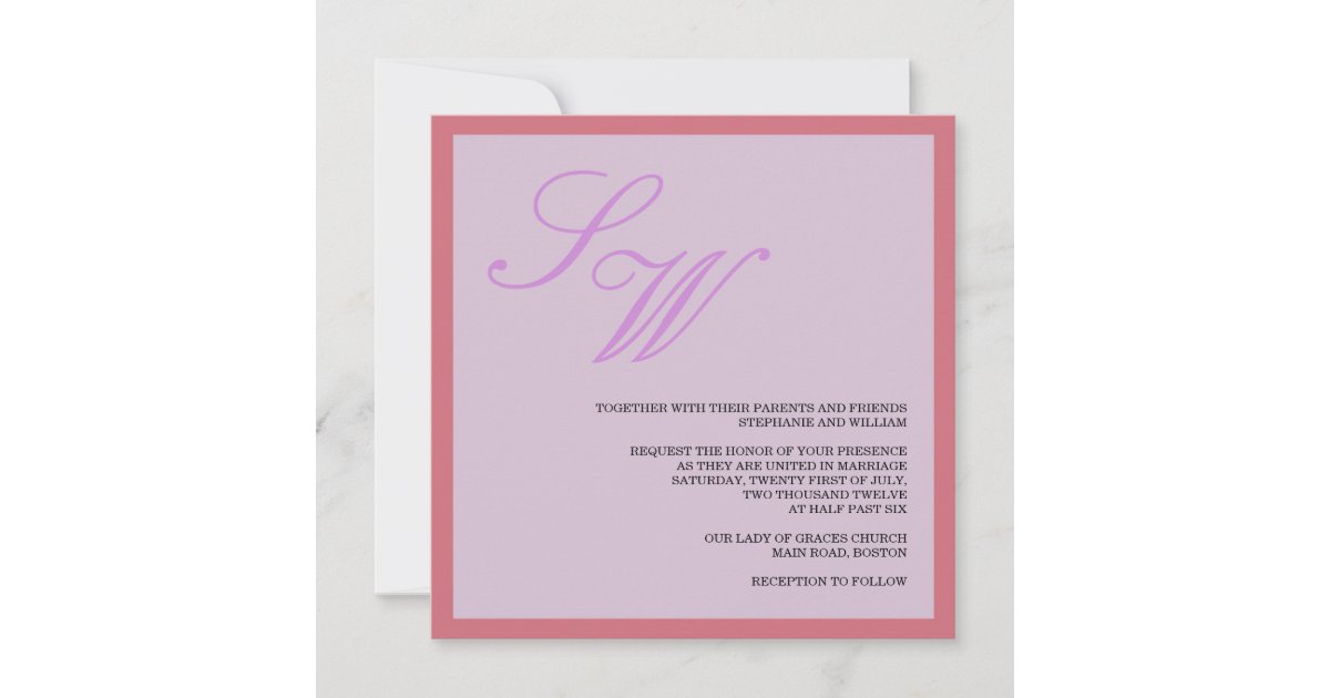 Purple and Coral Wedding Invitation | Zazzle