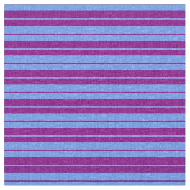 Purple and Cornflower Blue Stripes Fabric (Close Up)