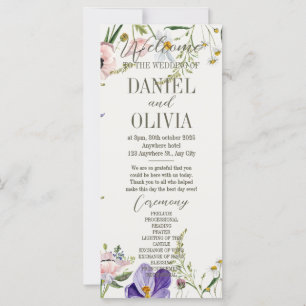 Purple and Cream Floral Bordered Wedding Programs