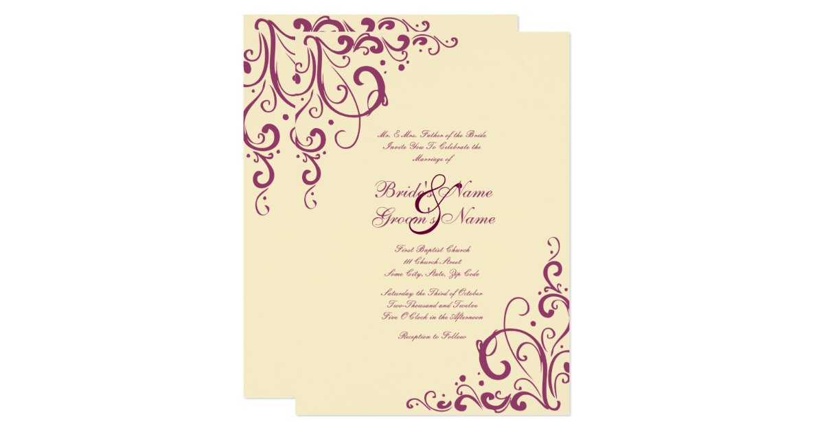 Purple And Cream Wedding Invitations 8