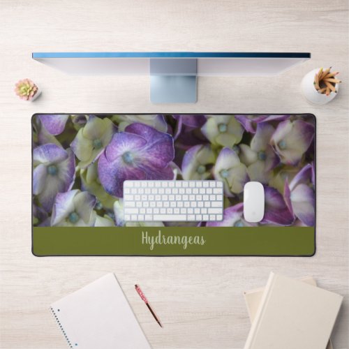Purple and Cream Hydrangea Botanical Photographic Desk Mat