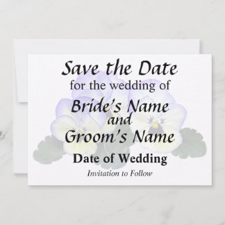 Purple and Cream Pansies Save The Date