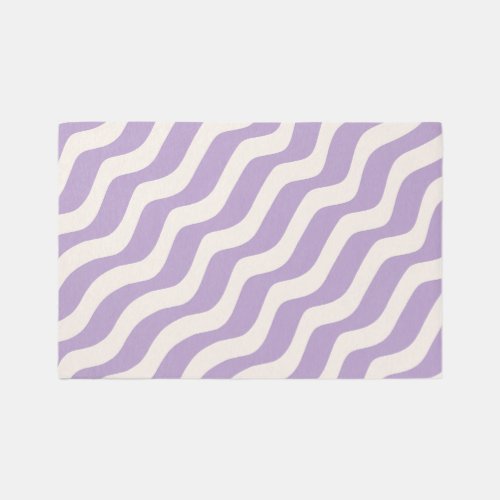 Purple And Cream Wavy Lines Psychedelic Stripes Rug