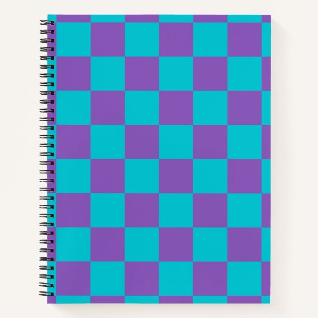 Purple and Cyan Checkerboard Notebook (Front)