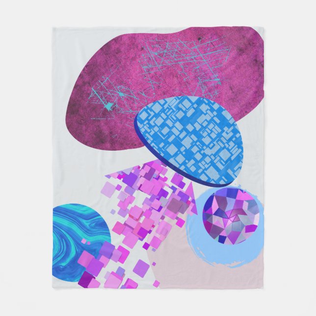 Purple And Cyan Modern Shapes Fleece Blanket (Front)