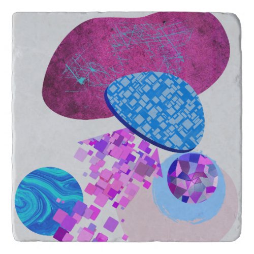 Purple And Cyan Modern Shapes Trivet