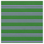 [ Thumbnail: Purple and Dark Green Striped Pattern Fabric ]