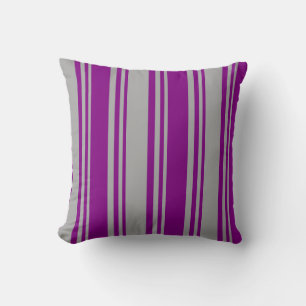 Purple and Dark Grey Colored Pattern Throw Pillow