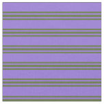 [ Thumbnail: Purple and Dark Olive Green Colored Lines Fabric ]