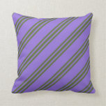 [ Thumbnail: Purple and Dark Olive Green Colored Lines Pillow ]