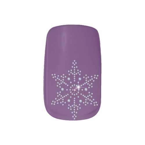 Purple and Diamond Snow Flake Minx Nail Art