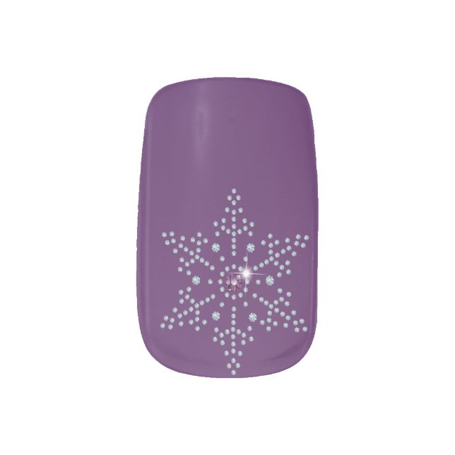 Purple and Diamond Snow Flake Minx Nail Art (Right Thumb)