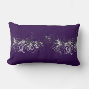Purple and Elegant Silver Lumbar Pillow