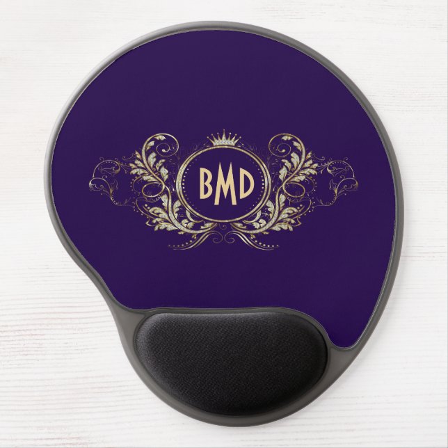 Purple And Faux Glitter Girly Floral Frame Gel Mouse Pad (Front)