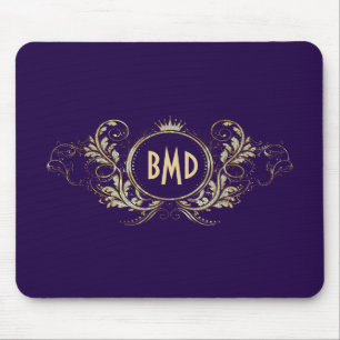 Purple And Faux Glitter Girly Floral Frame Mouse Pad