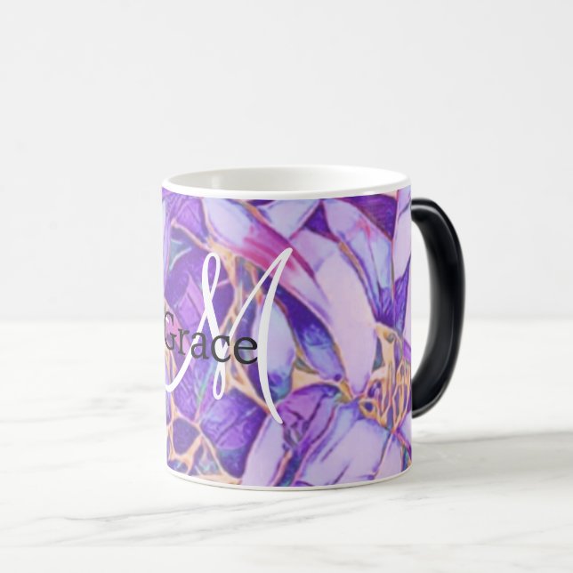 Purple And Faux Gold Flower Mug (Front Right)