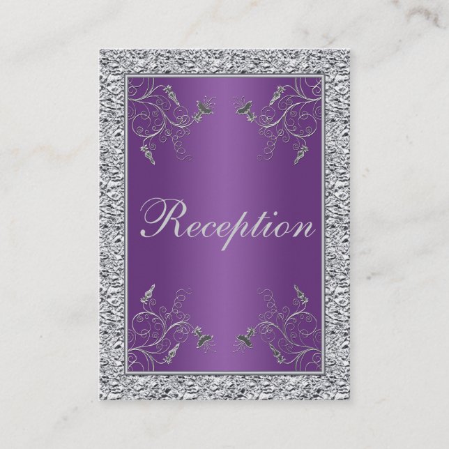 Purple and FAUX Silver Foil Floral Enclosure Card (Front)