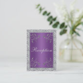 Purple and FAUX Silver Foil Floral Enclosure Card (Standing Front)