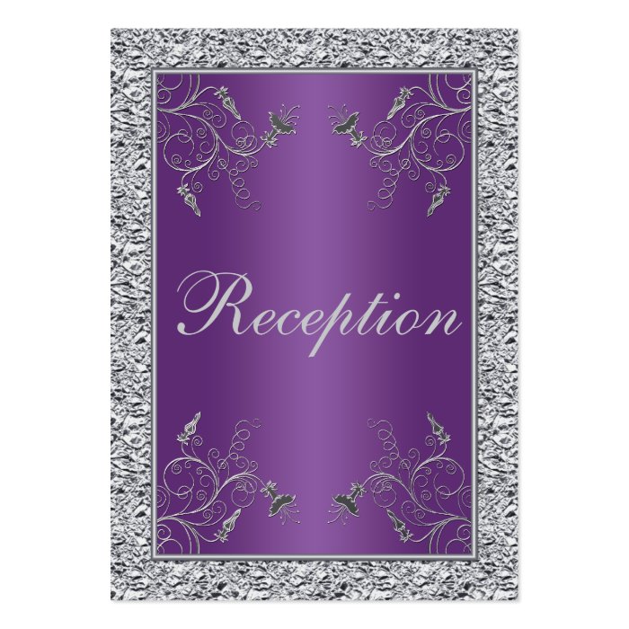 Purple and FAUX Silver Foil Floral Enclosure Card Business Card Template