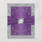 Purple and FAUX Silver Foil Floral RSVP Card