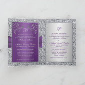 Purple and FAUX Silver Foil Floral Wedding Card (Inside)