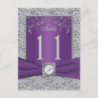 Purple and FAUX Silver Foil Table Number Card